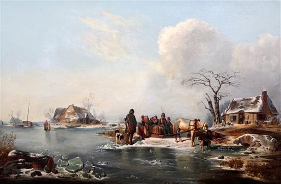 Wilhelm Alexander Meyerheim (1815-1882) The Frozen Pond, 16 x 24in.